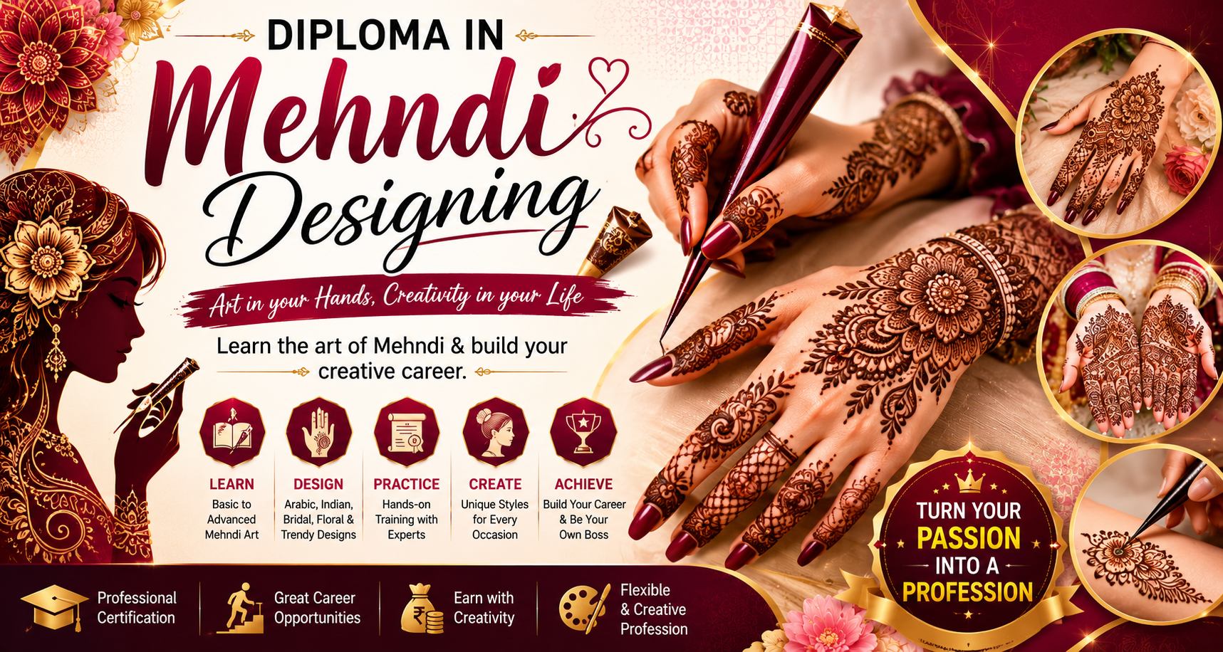 DIPLOMA IN MEHNDI DESIGNING at AICDM Foundation